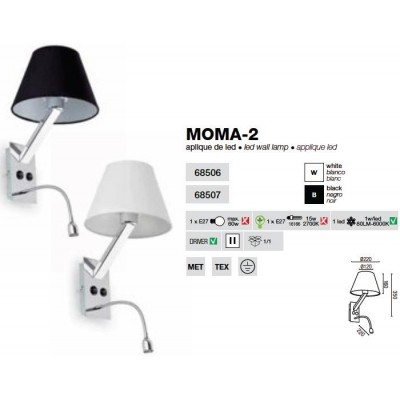 Aplica cu reader LED Moma alb