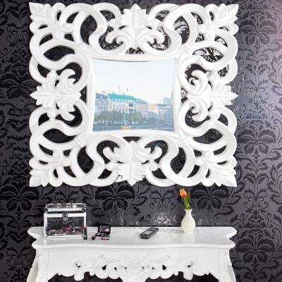 Oglinda decorativa Venice alb antic