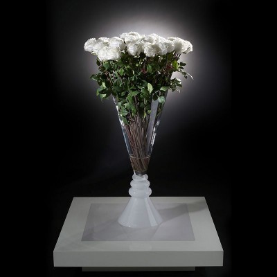 Aranjament floral VASE SERENA trandafiri albi, 125cm