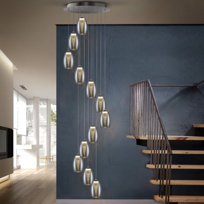Lustra LED casa scarii design modern cu 12 pendule Nebula