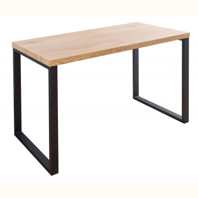 Birou design industrial Black Desk 128cm, negru/ stejar