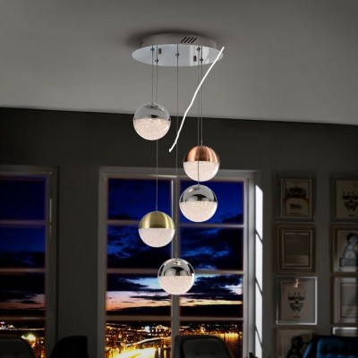 Lustra LED dimabila cu 5 pendule design modern Sphere 