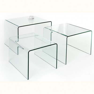 Set de 3 masute din sticla design modern Fantome