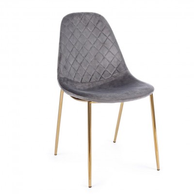 Set de 4 scaune design modern TERRY, catifea gri inchis