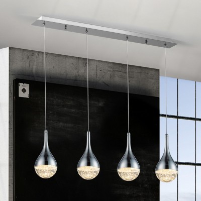 Lustra LED cu 4 pendule design modern Elie crom