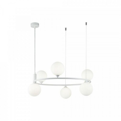 Lustra design modern cu 6 surse de lumina Ring alba