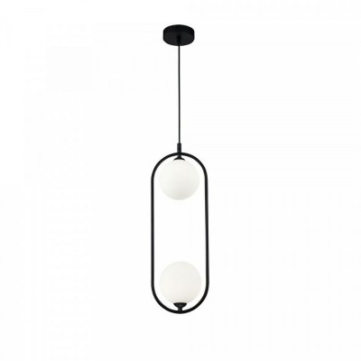 Lustra / Pendul design modern cu 2 surse de lumina Ring negru