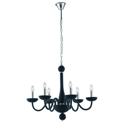 Candelabru cu 6 brate design modern Alfiere, negru satinat