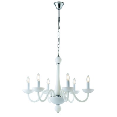 Candelabru cu 6 brate design modern Alfiere, alb satinat