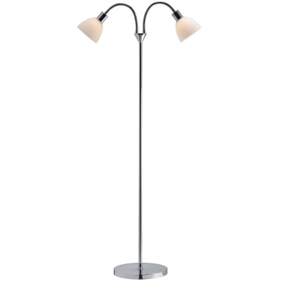 Lampadar modern cu 2 brate flexibile Ray crom/alb 