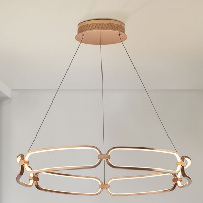 Lustra LED suspendata design ultra-modern Ø80cm Colette auriu roze 