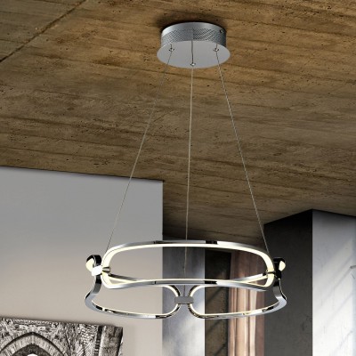 Lustra LED suspendata design ultra-modern Ø47cm Colette crom