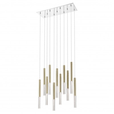 Lustra LED design minimalist cu 11 pendule One, auriu