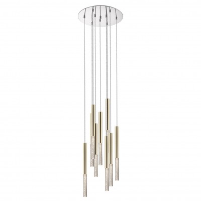 Lustra LED design minimalist cu 9 pendule One, auriu