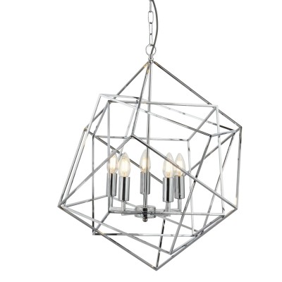 Lustra moderna design geometric Cube 5L crom