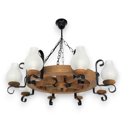 Candelabru rustic fabricat manual din lemn Roata 8L