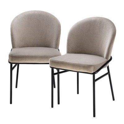 Set de 2 scaune design modern Willis, catifea Savona greige