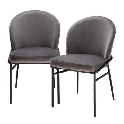 Set de 2 scaune design modern Willis, catifea Savona gri