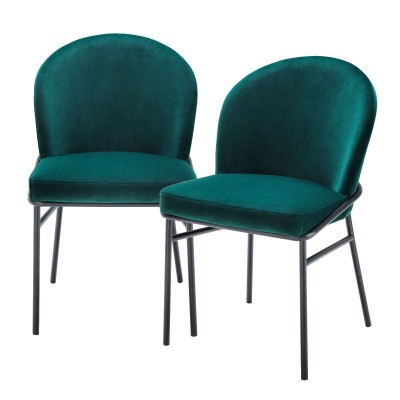 Set de 2 scaune design modern Willis, catifea Savona verde inchis