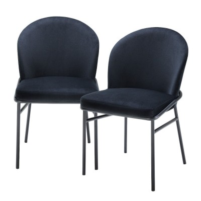Set de 2 scaune design modern Willis, catifea Savona negru