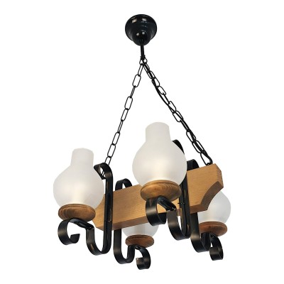 Candelabru rustic fabricat manual din lemn 4 brate Vela