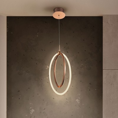 Pendul LED design ultra-modern Ocellis auriu roze