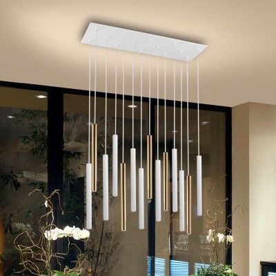 Lustra LED dimabila cu telecomanda design modern Varas alb/auriu