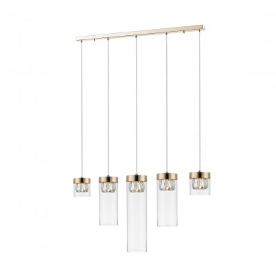 Lustra cu 5 pendule design modern GEM auriu