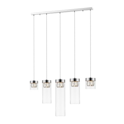 Lustra cu 5 pendule design modern GEM crom