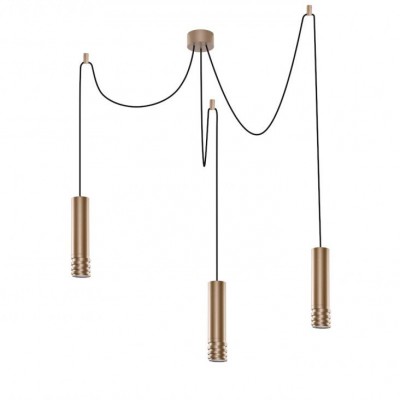 Lustra cu pendule design modern Locus 3 champaigne