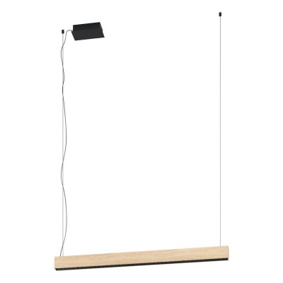 Lustra LED dimabila design modern TERMINI negru/ lemn maro