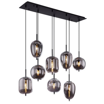 Lustra suspendata cu 8 pendule design modern BLACKY fumuriu