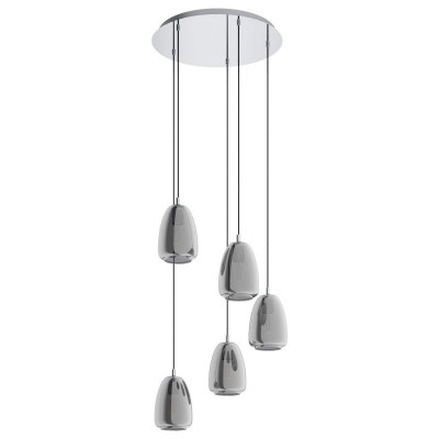 Lustra cu 5 pendule design modern ALOBRASE crom