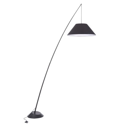 Lampadar cu brat telescopic cu abajur textil negru Campanula