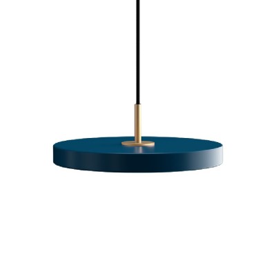 Lustra LED design scandinav Asteria mini - petrol blue/ auriu