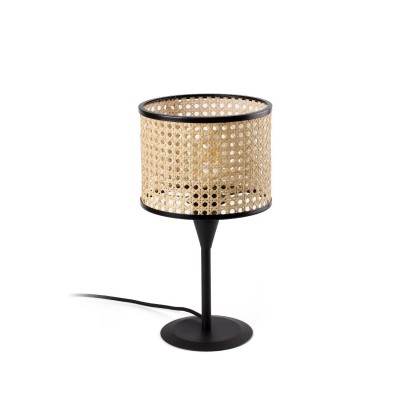 Veioza / Lampa de masa moderna design elegant MAMBO mini negru/ratan