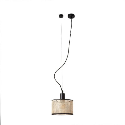 Lustra pendul moderna design natural MAMBO ø21cm negru/ratan