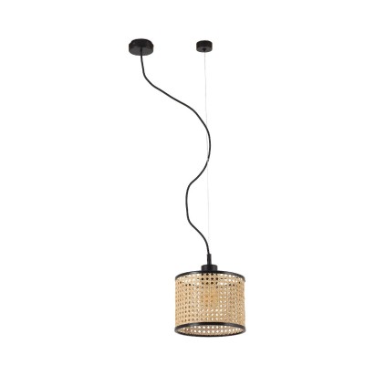 Lustra pendul moderna design natural MAMBO simple ø21cm negru/ratan