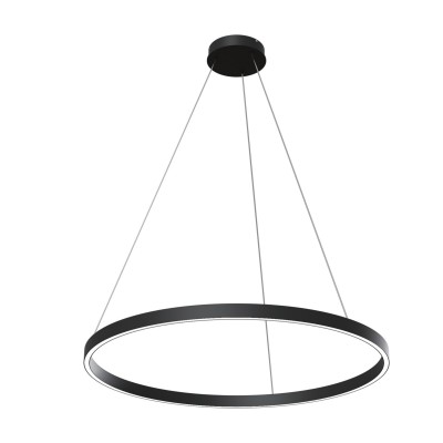 Lustra suspendata LED design tehnic, diametru:80cm, Rim negru