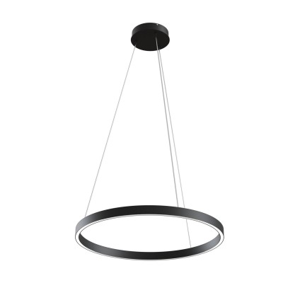 Lustra suspendata LED design tehnic, diametru:60cm, Rim negru