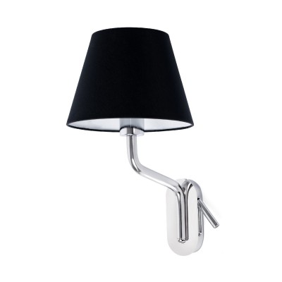 Aplica cu reader LED pe stanga design elegant ETERNA crom/negru