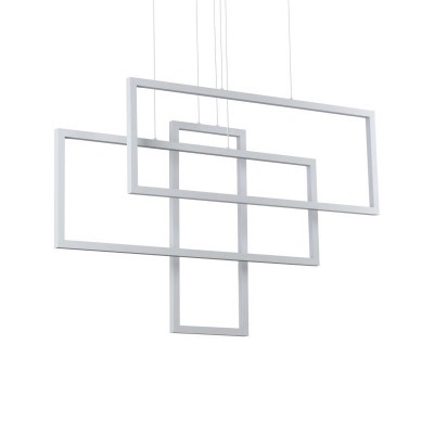 Lustra LED suspendata design geometric FRAME SP RETTANGOLO alba