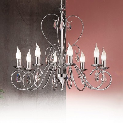 Candelabru 8 brate stil clasic cu cristale K9 Alessia crom