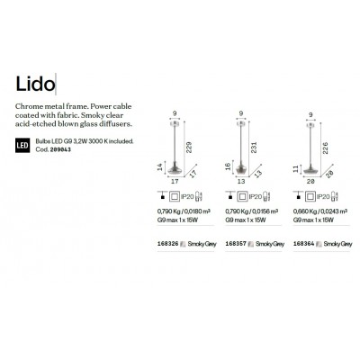 Pendul sticla fumurie design modern LIDO-3 SP1 