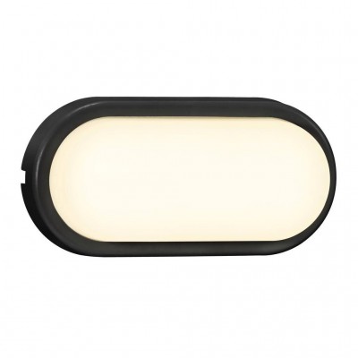 Aplica LED de perete pentru iluminat exterior design modern IP54 Cuba Energy Oval negru