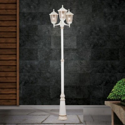 Stalp de iluminat exterior stil clasic IP43 Puchberg H-255cm white/gold