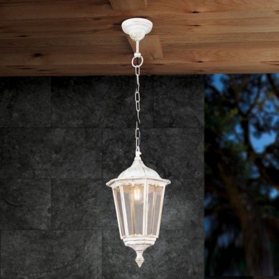 Pendul de iluminat exterior stil clasic IP43 Puchberg white/gold