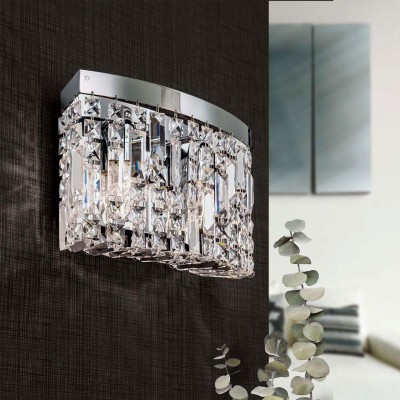 Aplica de perete cristal Asfour design modern de lux Ring round chrome plated