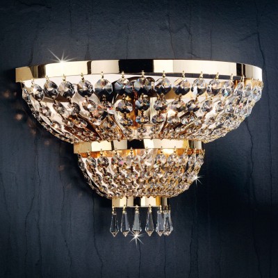 Aplica de perete cristal Schöler design de lux Sheraton 3L, 24K gold plated