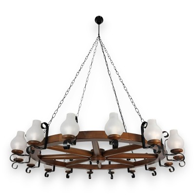 Candelabru rustic fabricat manual din lemn Roata 16L